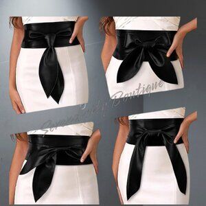 Sleek Glove Tanned Soft Faux Leather  Versatile Tie Wide Corset Black Belt